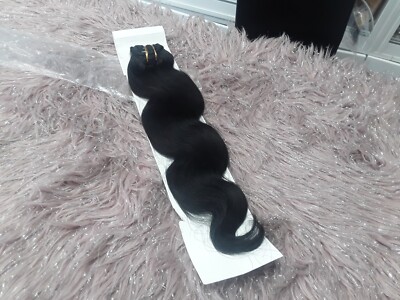 18 ZOLL RUSSISCHE CLIP IN REINEM MENSCHLICHEM HAAR 7 STÜCK TIEFSCHWARZE FARBE 1# 120g KÖRPERWELLE
