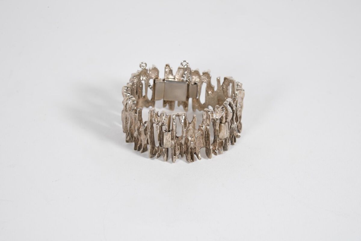Vintage Modernist Brutalist Bracelet Silver Mid 20th Century