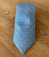 Drake's Neck Tie Blue White Dots 100%Silk Handmade in Japan