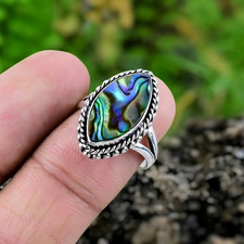 Abalone Shell Gemstone Ring Silver Ring 925 Sterling Silver Ring Women's Jewelry