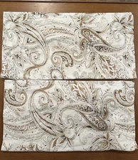 Pottery Barn Joli Tan Grey Beige  Paisley Euro Pillow Sham Set Of 2 30 x 30