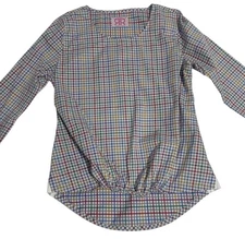 Double R by Ravi Ratan Plaid Cotton Shirt Women Spandex In The Front Small Dd4