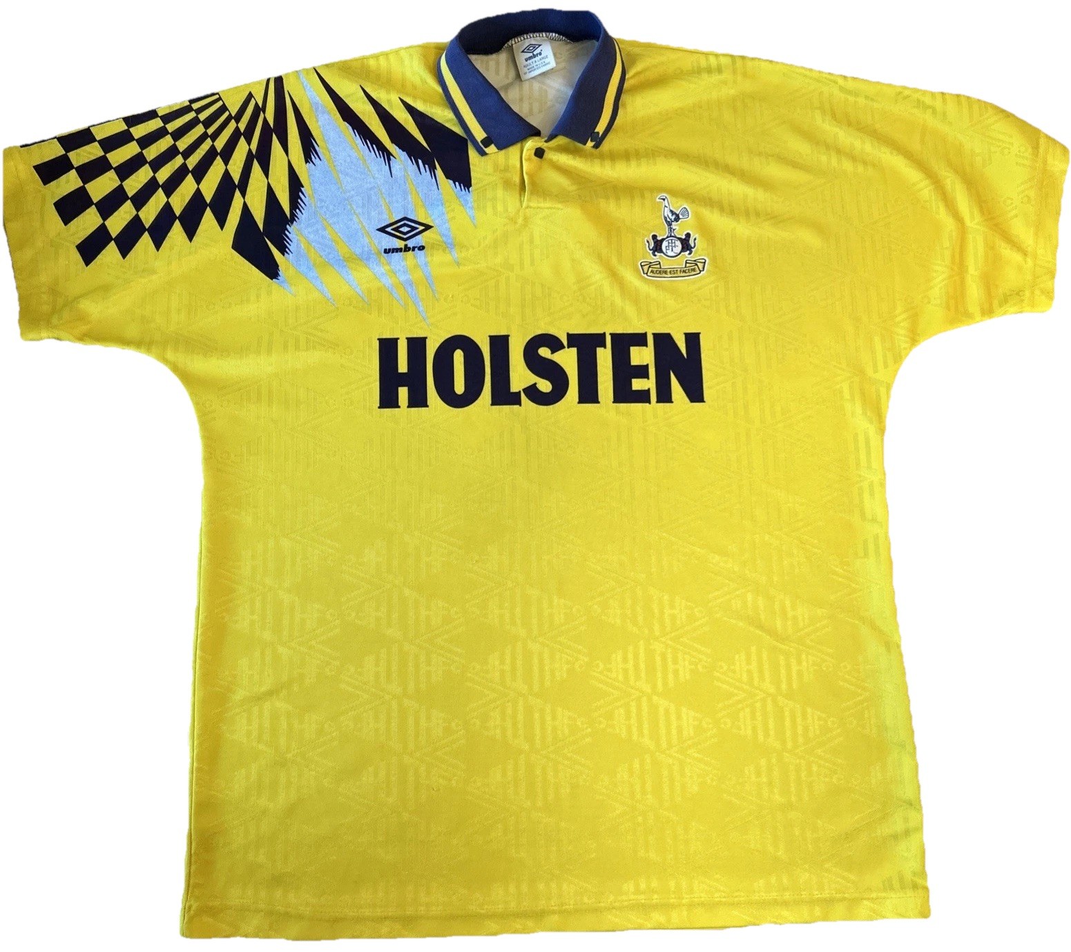 Vtg Tottenham Hotspur Jersey XL Yellow Umbro Holsten 1991 1993 Away Made in USA