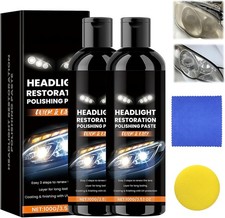 2PCS Car Headlights Restoration Kit,Headlight Stain Remover Polishing Paste,Repa