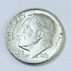 1961 D Roosevelt Dime 90% Silver 10c US Coin, AU ABOUT UNCIRCULATED  #6983