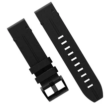 Black/Brown Leather Watchband Strap Quick Wristband For Garmin Fenix 7X 7 6X 6