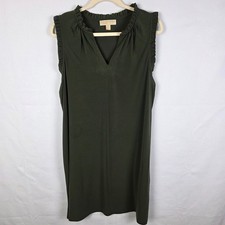 Michael Michael Kors Olive Green Ruffle Neck Sleeveless Shift Dress Plus 1X