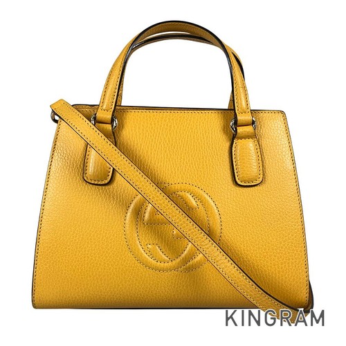 Gucci Soho 607722 Leather Handbag Interlocking G Compact Used