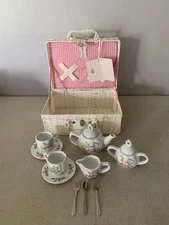 Vintage Delton Fine Collectible Tea Set Pink Green Owls 13pc-Replacement *READ*