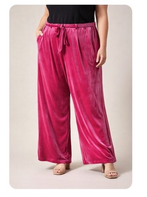 Universal Standard Pink Velvet Pants Plus Size 4XL Wide Leg Belted NWT