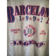 Vintage 1992 Barcelona Legend T-Shirt Hanes Beefy-T White Large Made in USA 90s