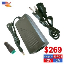 Power Supply AC to DC Adapter for 5050 LED Strip Light 12V 5A 60W Transformer