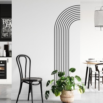 Moderne Boho Chic Halbbogen Konzentrische Linien Wandbild Aufkleber