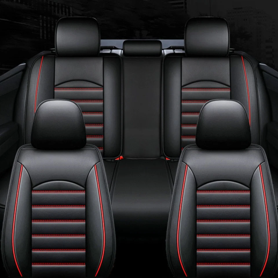 For Kia PU Leather Full Set Seat Cover 5-Seats Front + Rear Cushion Protect Pad Foto 3 de 4