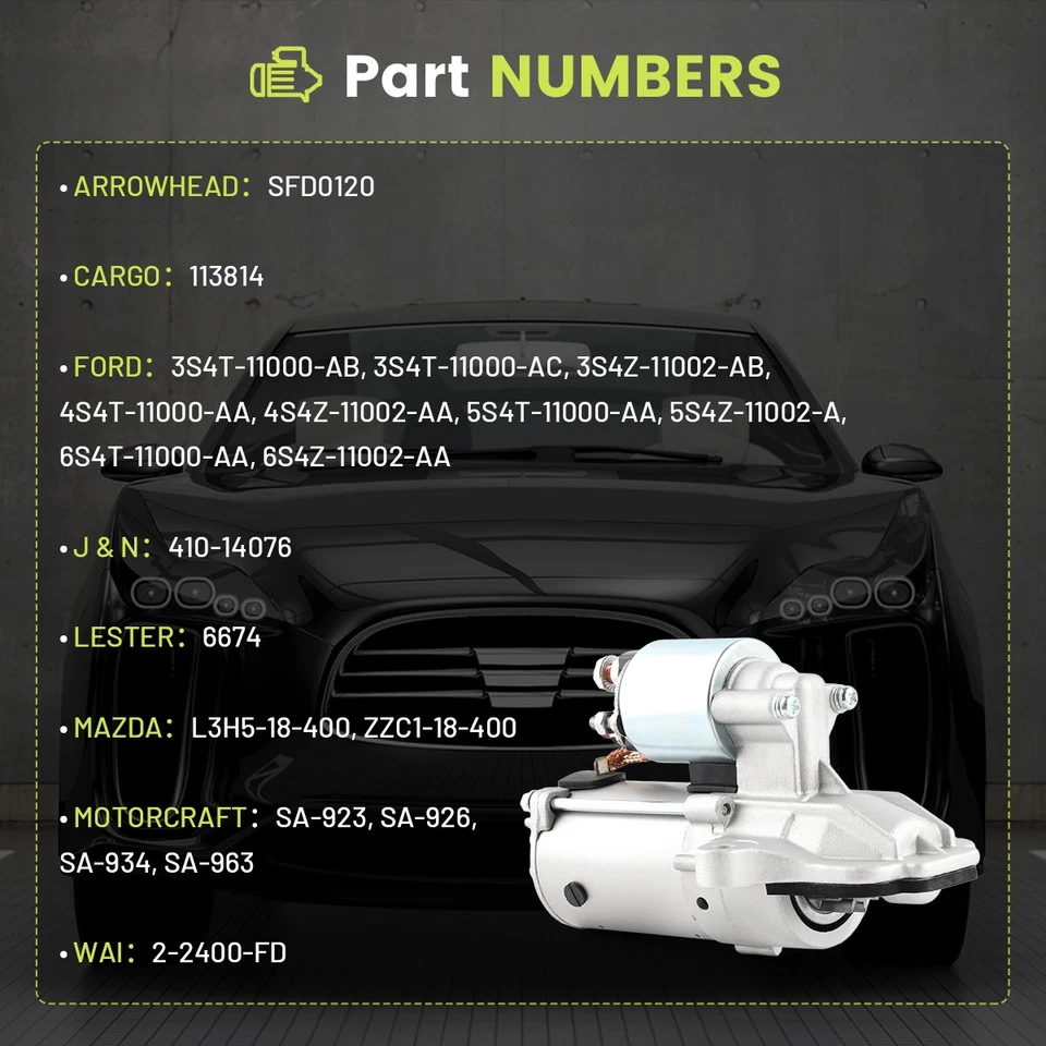 Starter For Mazda Tribute 2005 2006 05-06 2.3L 12V 6674 SFD0120 4S4T-11000-AA — 第 3/4 张图片