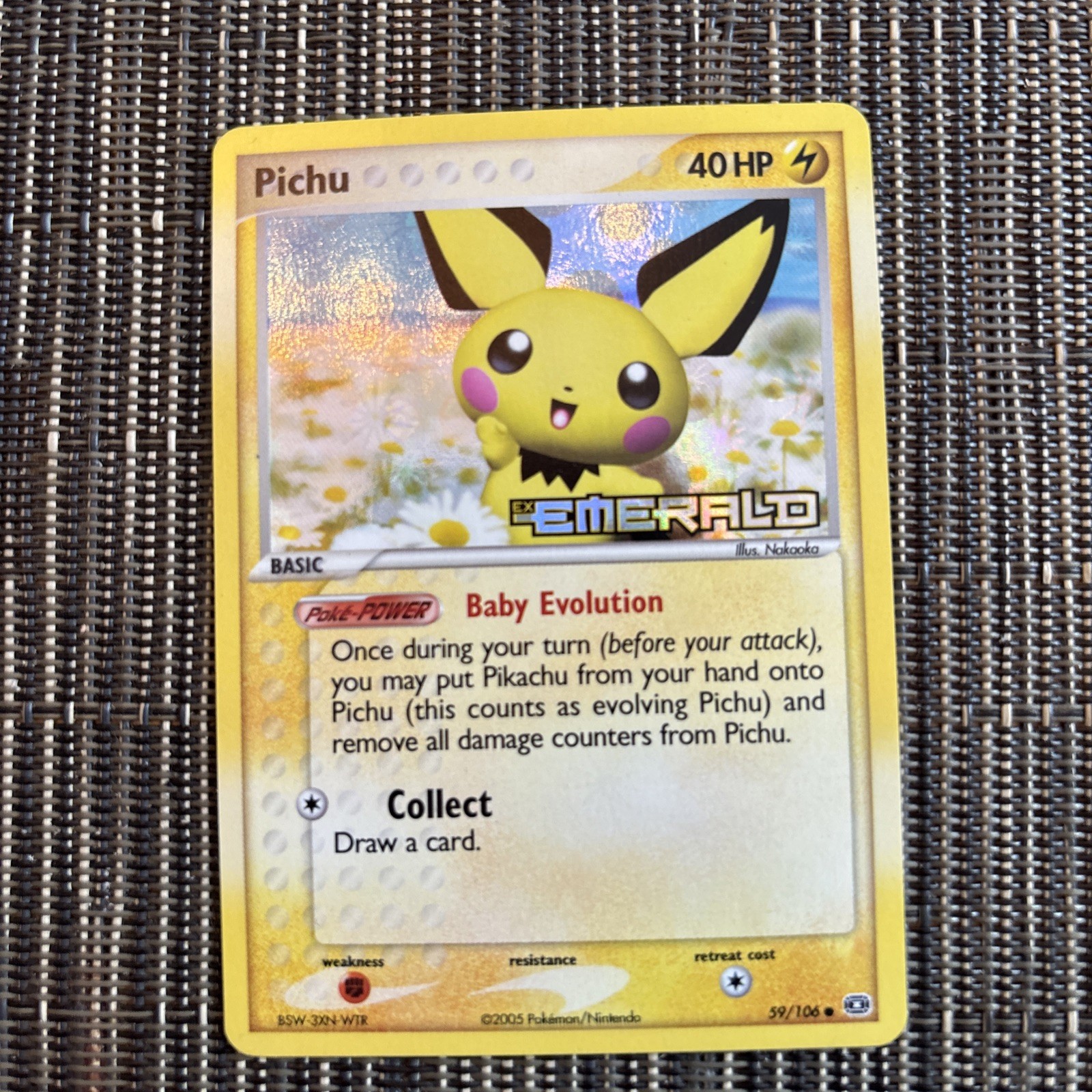 Pichu 59/106 EX Emerald Reverse Holo Stamped Pokémon Card 2005. NM-