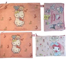 Sanrio Hello Kitty Pouch Lot 4 Zipper Bags My Melody Kuromi Kawaii