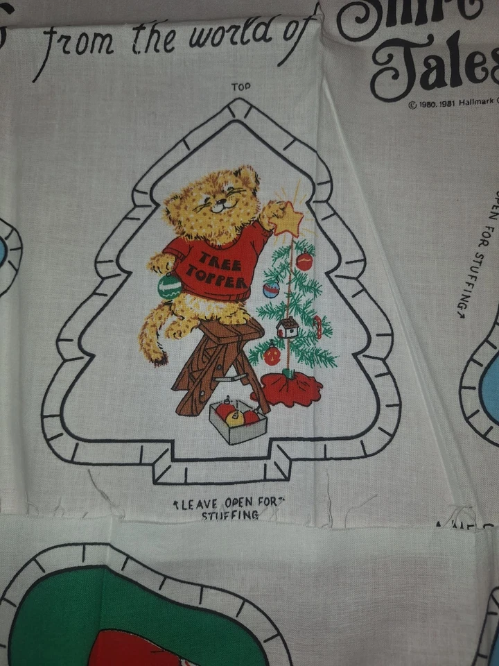 Vtg 1980 SHIRT TALES Cut Sew Fabric panel Christmas Ornaments Uncut NOS RARE - Image 4 of 4