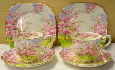 2 x Royal Albert Blossom Time Trio Tasse Untertasse Teller
