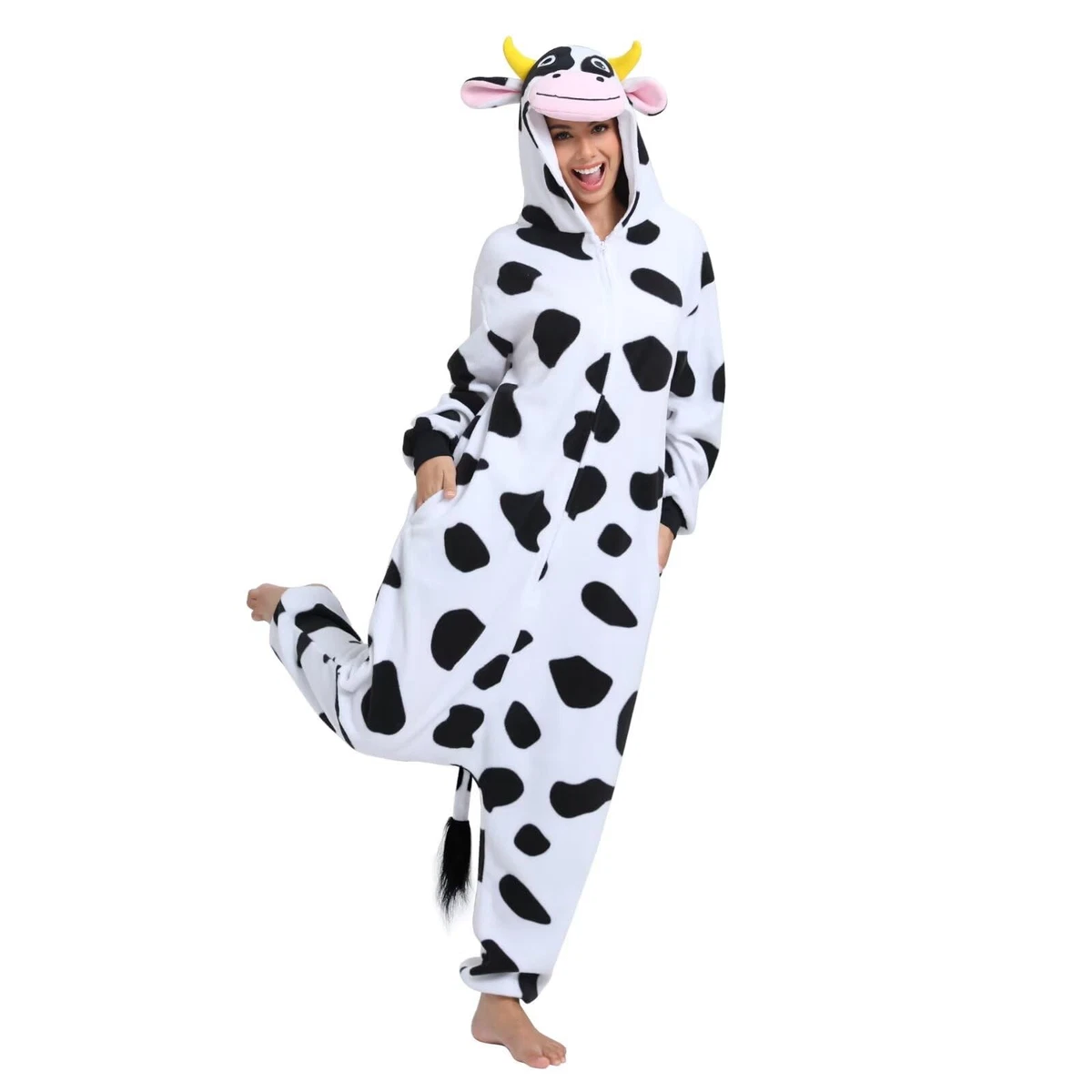 HEWERON Pigiama intero da adulto, motivo dalmata, per cosplay, per donne e uomini, Pigiama intero dalmata, XL