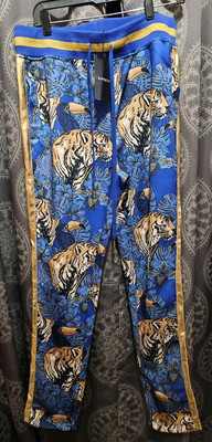 G-STYLE Men's Blue Gold Tiger Jungle Track Pants L NWT Tigers Mascot