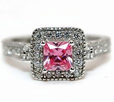2CT Heat Treated Pink Topaz 925 Genuine Sterling Silver Ring Sz 7,8,9 MK5