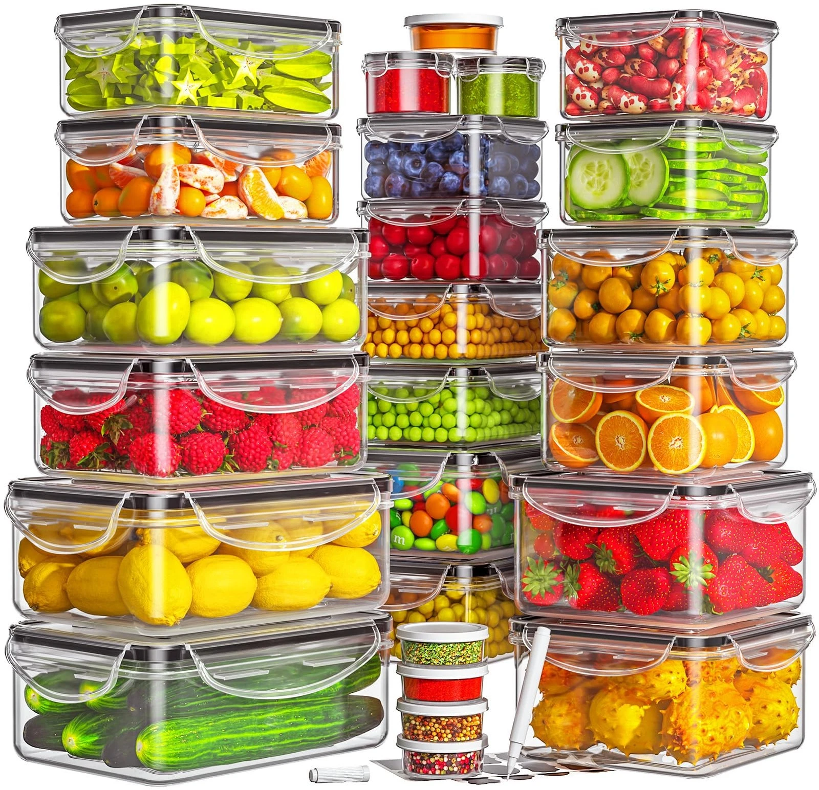 50-Piece Food Storage Containers with Lids (25 Containers & 25 Lids), Airtigh...