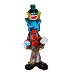 Vtg Murano Glass Clown Holding Ball Figurine Hand Blown 12" Vibrant Green Hat