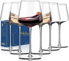 Physkoa Wine Glasses Set 6-18oz-LeadFree 6 Count (Pack of 1), Crystal Clear 
