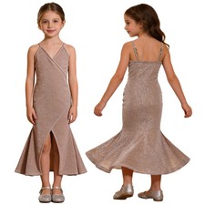 Girls Dress Bodycon Evening Gown Lined Prom Gown Backless Design Formal V-Neck