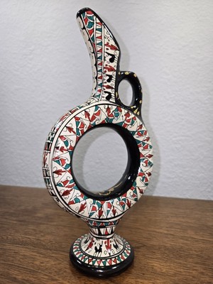 Ceramic Wine Jug/Decanter Turkiye Handmade Hittite Design Phosphorus Glow