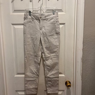 d. jeans Women's Size 6 Beige White Patterned Pants Casual Everyday Straight
