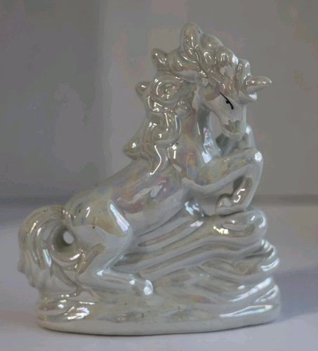Fenton Vintage Iridescent Finish Glass Unicorn Figure Whimsical Fantasy Figure