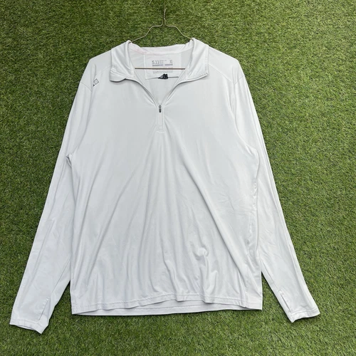 OFF WHITE Camicia 5.11 tattica 1 4 zip uomo XL bianco sporco logo colletto allenamento fisico