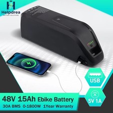 48V 15Ah Ebike Lithium Li-ion Battery 40A BMS Rechargeable For 200W-1920W Motor