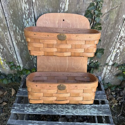 Peterboro Basket Company Two Tier Wall Hanging  Storage Baskets Woven