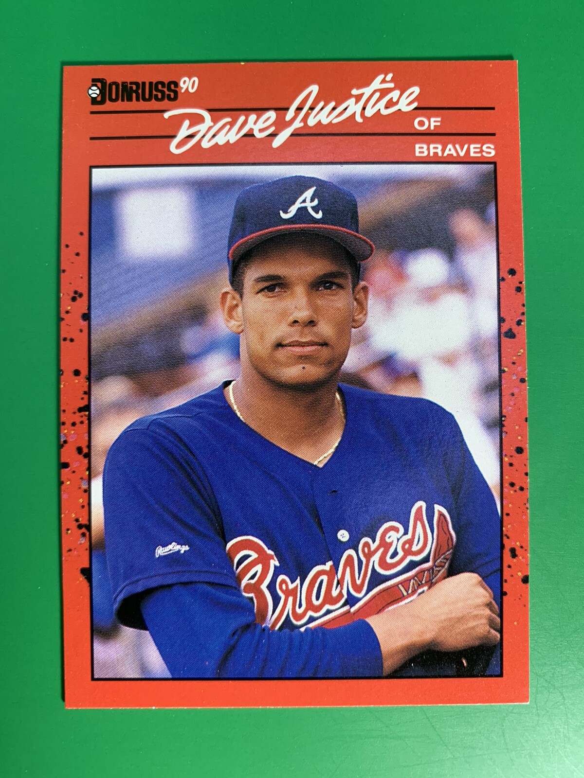 1990 Donruss #704 Dave Justice RC Atlanta Braves Rookie Card, Sharp, Centered