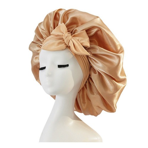Beauty Hair Care Wide Brimmed Hat Ribbon Design Satin Sleeping Hat Shower Caps-v - Picture 10 of 20