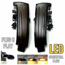 Matte Smoke Black LED Sequential Signal Side Mirror Light Fits 10-13 W221 S550