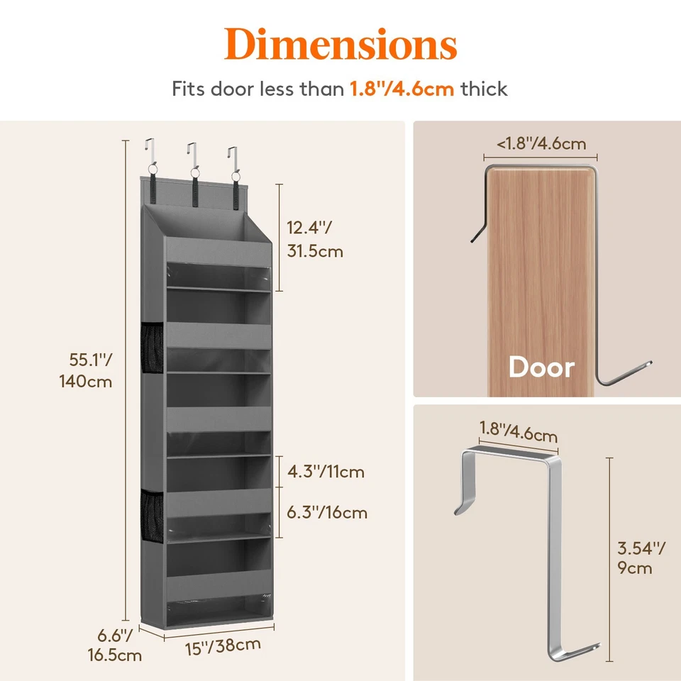 Lifewit Paquete de 2 Organizadores Sobre La Puerta, 5 Estantes Transparente Ventana Colgante Almacenamiento Foto 2 de 4