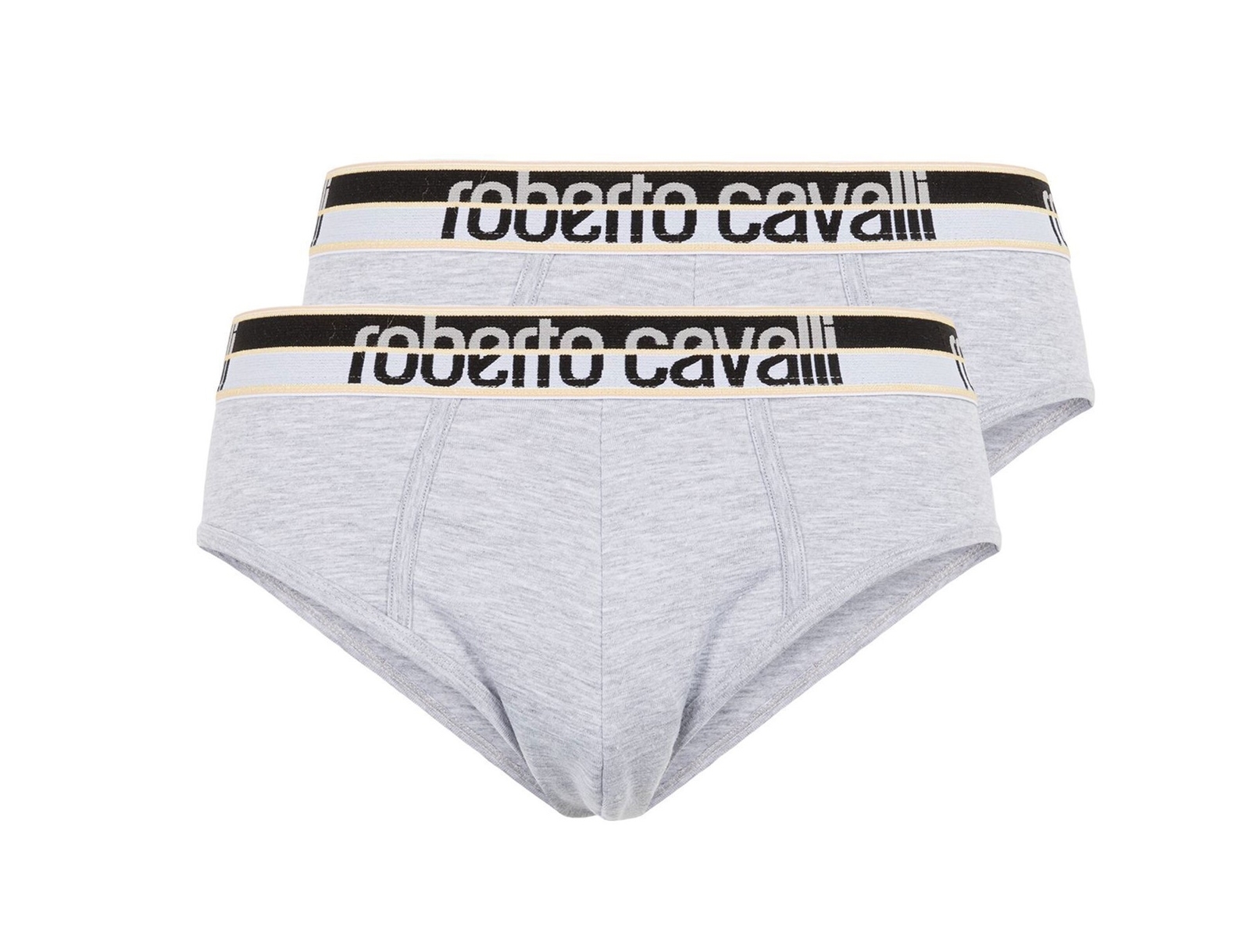 Roberto Cavalli Grey Melange Cotton Jersey Stretch Brief Slip-2-Pack- 7590₽