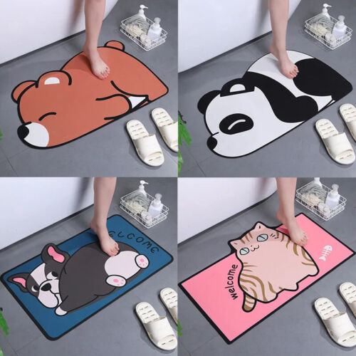 Cartoon Panda Bath Mat Super Absorbent Bathroom Mat Cute Animal Rug Bedroon Floo - Picture 1 of 30