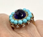 10k Amethyst, Turquoise & White Stone Ring -FP  7.90g — photo 7