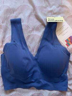 TRUE and CO Everybody V Neck Blue Wireless Padded Bralette Bra Womens SZ M