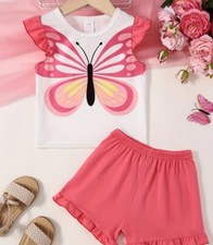 Little girls butterfly short set in 4-5T