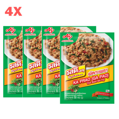 4x Ros Dee Thai Hot Basil Sauce Powder Stir Fried Ajinomoto Ka Prao Menu 50g