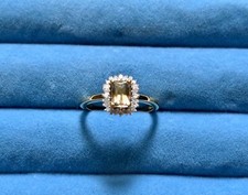 AAA Turkizite, Diamond Sunburst Ring - Size 6 (.80 ctw.) in Vermeil YG Over SS