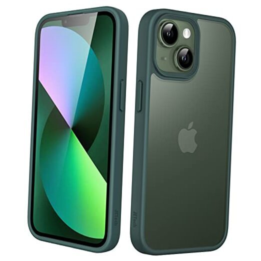 Matte Case for iPhone 13 6.1-Inch, Shockproof Military Grade Drop Dark Green