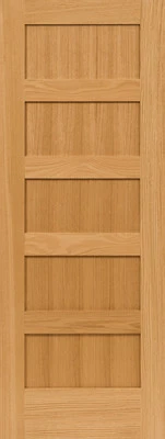 GLOBAL ONE FOREST PRODUCTS PREMIUM WOOD DOORS Red Oak 5 Panel Flat Mission Shaker Stain Grade Solid Core Interior Wood Doors