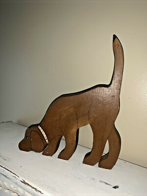 Brown Pointer Hunting Dog Bloodhound Nose to Ground Dog Wooden Hand Carved  tb